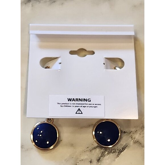 Gloria Vanderbilt Gold-Tone Leverback Earrings With Clear & Navy Accents - Picture 3 of 5